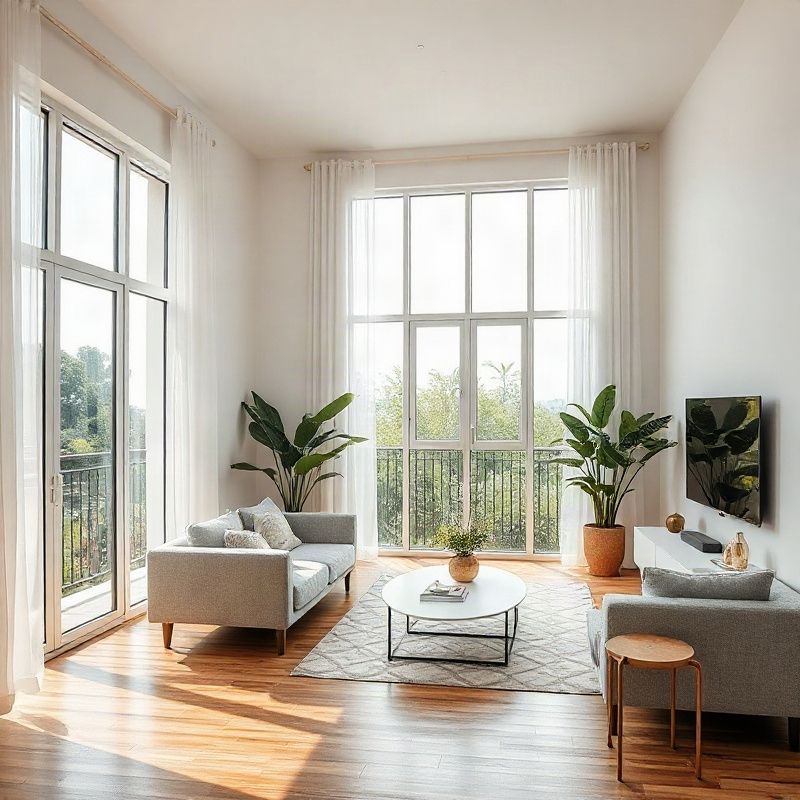 Bright unfurnished Curitiba apartment living space