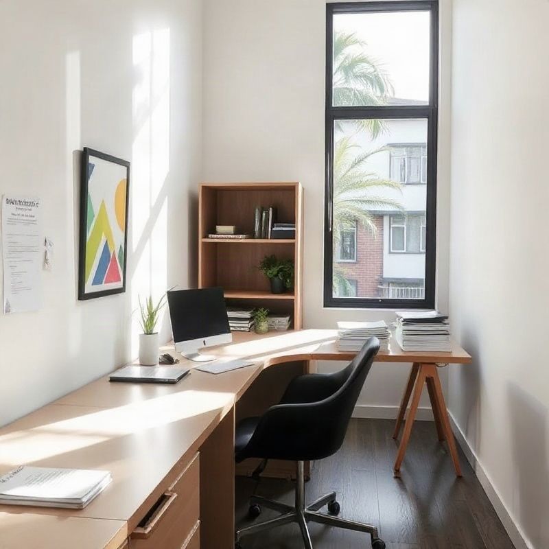Modest Curitiba real estate workspace with orderly documents and daylight
